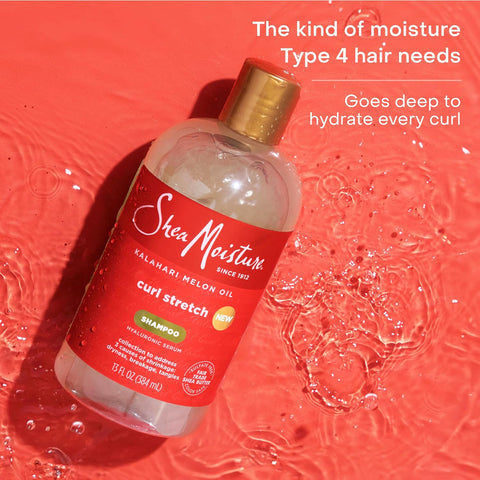 SheaMoisture Curl Stretch Shampoo Kalahari Melon Oil Infused with Hyaluronic Serum, Cleanses and Hydrates for Strong and Soft Curls, for Type 4 Hair 13 Fl Oz