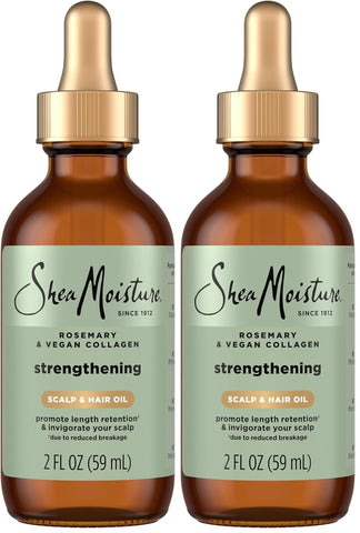 SheaMoisture Strengthening Scalp & Oil Rosemary & Vegan Collagen To Protect The Scalp And Strengthen Hair ScalpBoost Technology For A Cooling Sensation With ScalpBoost Technology 2 Fl Oz,(Pack of 2)