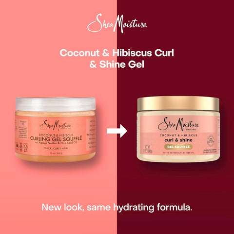 SheaMoisture Curling Gel Souffle Coconut and Hibiscus for Thick, Curly Hair to Moisturize and Protect Hair 12 oz