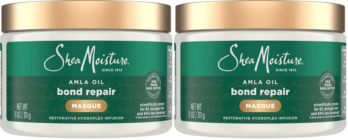 SheaMoisture Bond Repair Masque Amla Oil Deeply Moisturizes and Visibly Repairs Damage with Hydroplex Technology and Amla Oil for Stronger Hair with Restorative HydroPlex Infusion 11 oz,(Pack of 2)