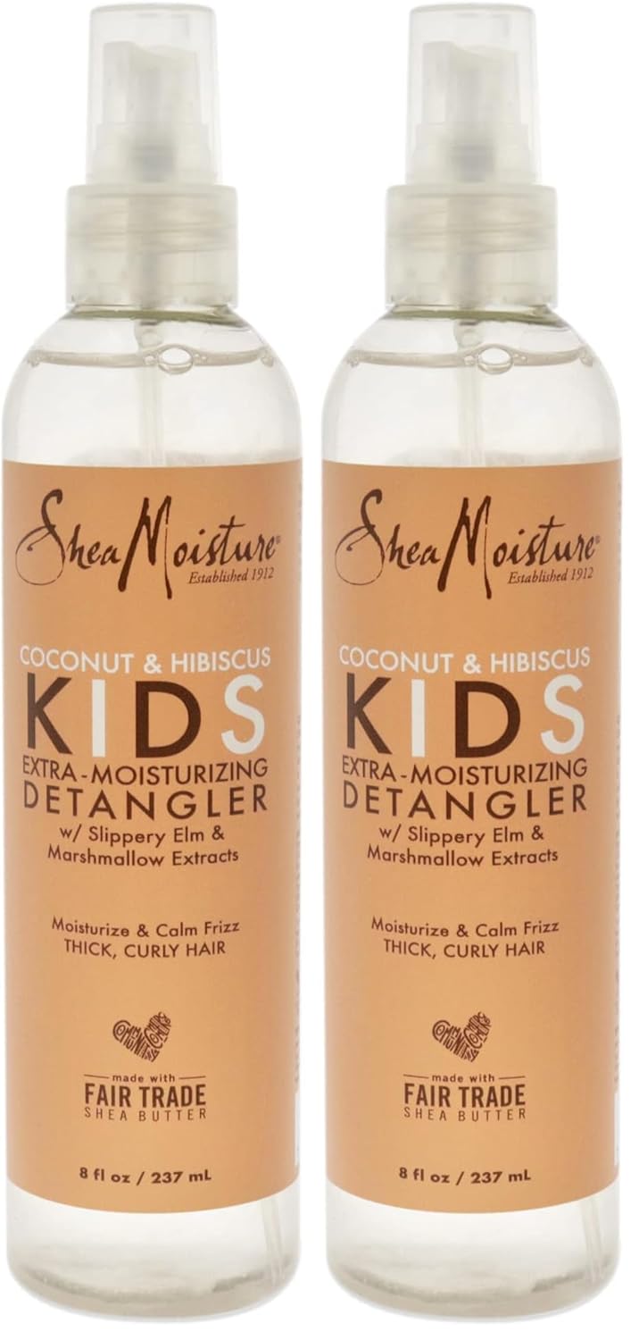 SheaMoisture Detangler Conditioner, 8 oz, Pack of 2 | Kids | Curly Hair | Coconut and Hibiscus | Extra Moisturizing