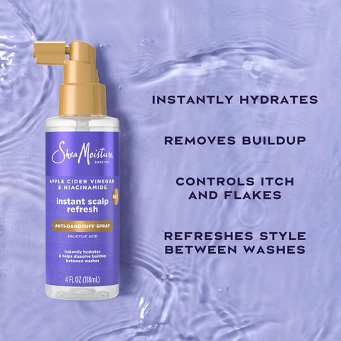 SheaMoisture Dandruff Treatment Instant Scalp Refresh Spray with Salicylic Acid & Scalp Repair Technology, Hydrates Dry Scalp & Controls Itch & Flakes, 4 fl oz