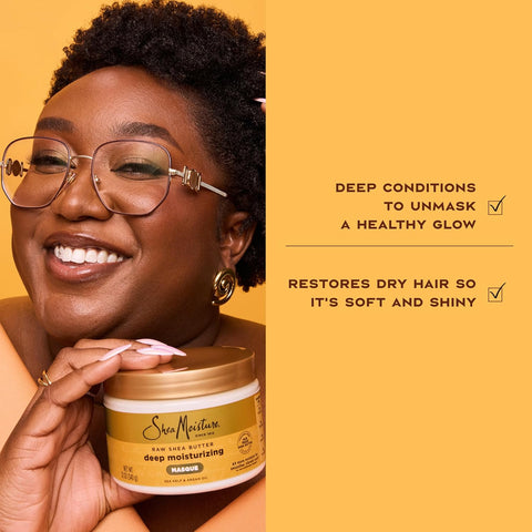 SheaMoisture Raw Shea Butter Deep Moisturizing Hair Masque for Curly Hair Raw Shea Butter Deep Conditioner to Moisturize and Renew-Hair 11.5 oz,(Pack of 2)
