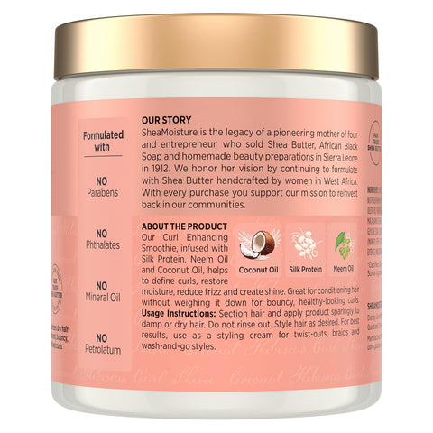 SheaMoisture Curl Enhancing Smoothie Hair Cream Coconut and Hibiscus for Thick, Curly Hair Sulfate Free and Paraben Free Curl Cream 20 oz