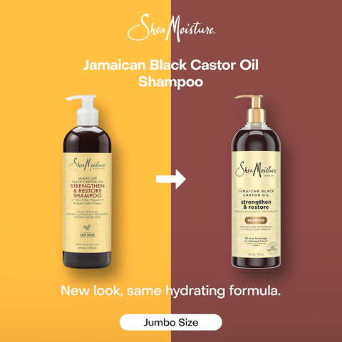 SheaMoisture Strengthen and Restore Shampoo Jamaican Black Castor Oil for Damaged Hair Sulfate-Free 24 oz,(Pack of 2)