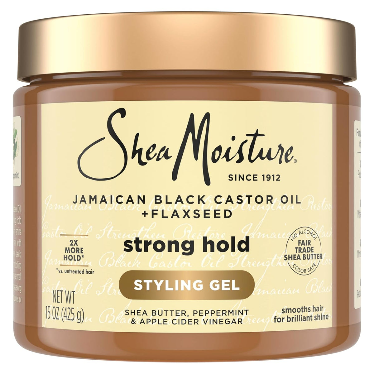 SheaMoisture Strong Hold Styling Gel+Flaxseed Jamaican Black Castor Oil Gives Controlled Style,AllDay Hold,Infused With Castor Seed Oil,SheaButter & Indulgent Scent ParabenFree AntiFrizz Hair Gel 15oz | Jamaican