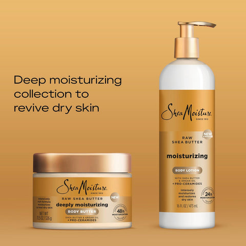 SheaMoisture Deeply Moisturizing Body Butter with Raw Shea Butter, Argan Oil and Pro-Ceramides, Rich Hydration & Healing of Dry Skin, 48H Moisturizing 11.5 oz, (Pack of 2)