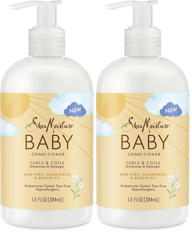 SheaMoisture Baby Conditioner for Curly Hair Raw Shea,Chamomile and Argan Oil Moisturizes and Helps Detangle Delicate Curls-and Coils 13 oz,(Pack of 2)