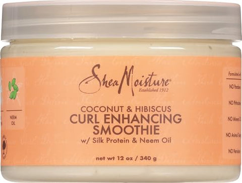 Shea Moisture Smoothie Curl Enhancing Cream Coconut and Hibiscus for Thick, Curly Hair Sulfate Free and Paraben Free 12 oz (Pack of 12)