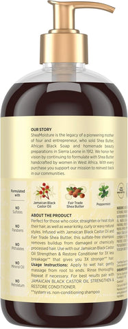 Shea Moisture Strengthen and Restore Shampoo Jamaican Black Castor Oil for Damaged Hair Sulfate-Free 24 Fl oz