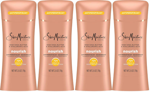 SheaMoisture Antiperspirant Deodorant Stick Moisturizing Raw Shea Butter & Hyaluronic Acid for 48HR Sweat & Odor Protection with No Parabens-& No Mineral Oil 2.6 oz,(Pack of 4)
