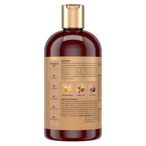Shea Moisture Intensive Hydration Shampoo Manuka Honey and Mafura Oil for Dry, Damaged Hair Sulfate-Free 13 oz (Pack of 4)