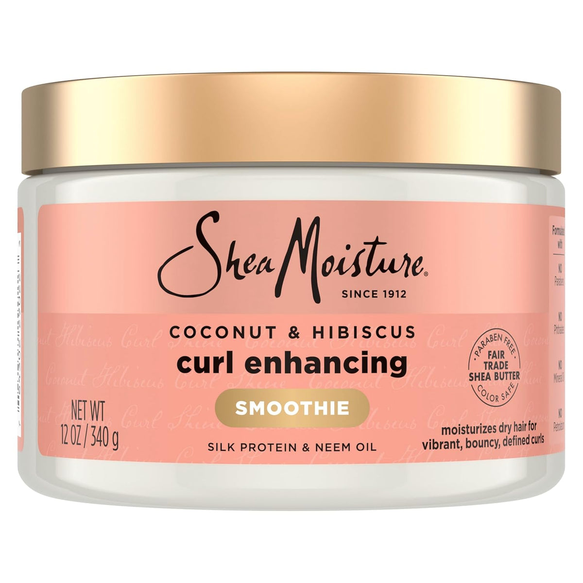 Shea Moisture Smoothie Curl Enhancing Cream Coconut and Hibiscus for Thick, Curly Hair Sulfate Free and Paraben Free 12 oz (Pack of 12)