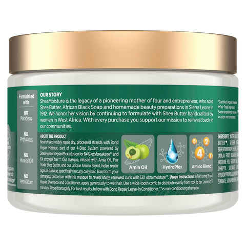 SheaMoisture Bond Repair Masque Amla Oil Deeply Moisturizes and Visibly Repairs Damage with Hydroplex Technology and Amla Oil for Stronger Hair with Restorative HydroPlex Infusion 11 oz