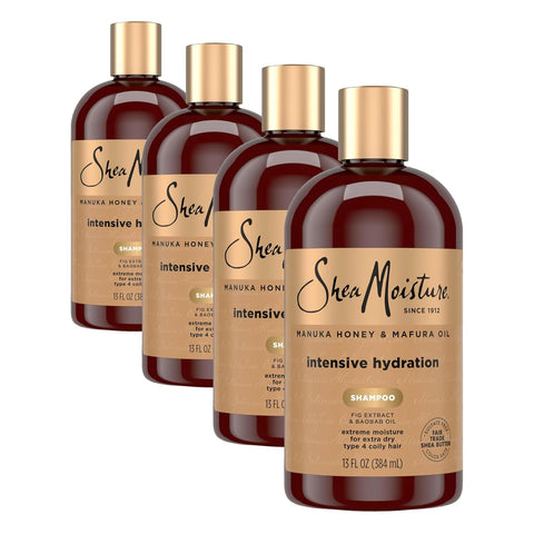 Shea Moisture Intensive Hydration Shampoo Manuka Honey and Mafura Oil for Dry, Damaged Hair Sulfate-Free 13 oz (Pack of 4)
