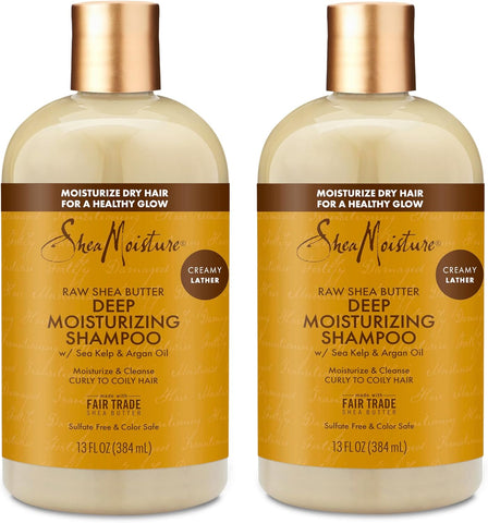SheaMoisture Moisture Retention Shampoo for Dry, Damaged or Transitioning Hair Raw Shea Butter Shampoo to Hydrate Hair, 13 Fl Oz (Pack of 2)