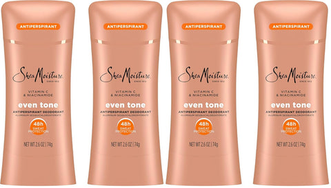 SheaMoisture Antiperspirant Deodorant Stick Even Tone Vitamin C & Niacinamide for 48HR Sweat & Odor Protection with No Parabens & No Mineral Oil 2.6 oz, (Pack of 4)