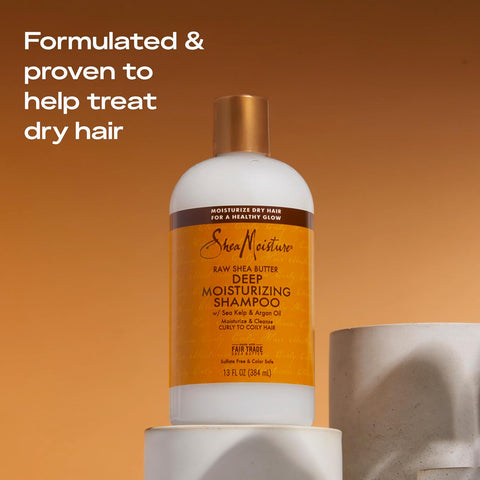 SheaMoisture Moisture Retention Shampoo for Dry, Damaged or Transitioning Hair Raw Shea Butter Shampoo to Hydrate Hair, 13 Fl Oz (Pack of 2)