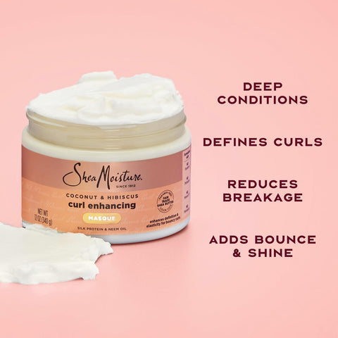 SheaMoisture Hair Mask Coconut & Hibiscus for Dry Curls Hair Mask with Shea Butter 11.5 oz, (Pack of 2)