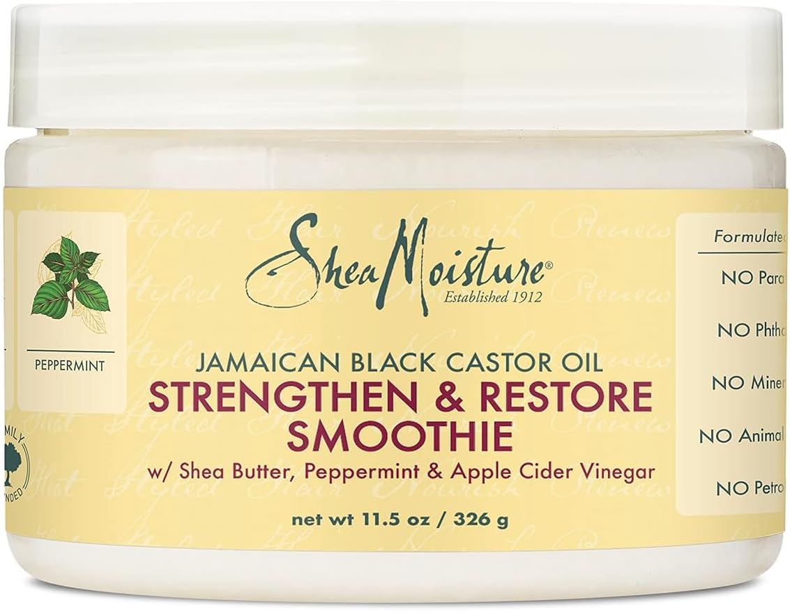 SheaMoisture Jamaican Black Castor Oil Strengthen & Restore Smoothie Cream for Unisex, 11.5 Ounce (Pack of 1)