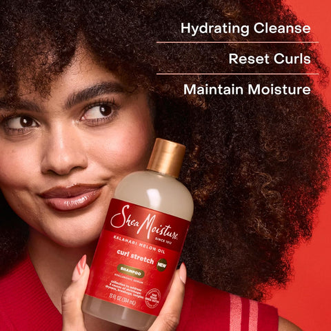 SheaMoisture Curl Stretch Shampoo Kalahari Melon Oil Infused with Hyaluronic Serum, Cleanses and Hydrates for Strong and Soft Curls, for Type 4 Hair 13 Fl Oz