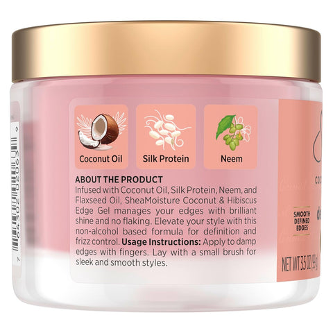 Shea Moisture Define & Shine Edge Gel + Flaxseed Coconut & Hibiscus Holds and Controls Edges All Day Infused With Glycerin, Coconut Oil and an Invigorating Sweet Scent Paraben-Free Hair 3.5 OZ