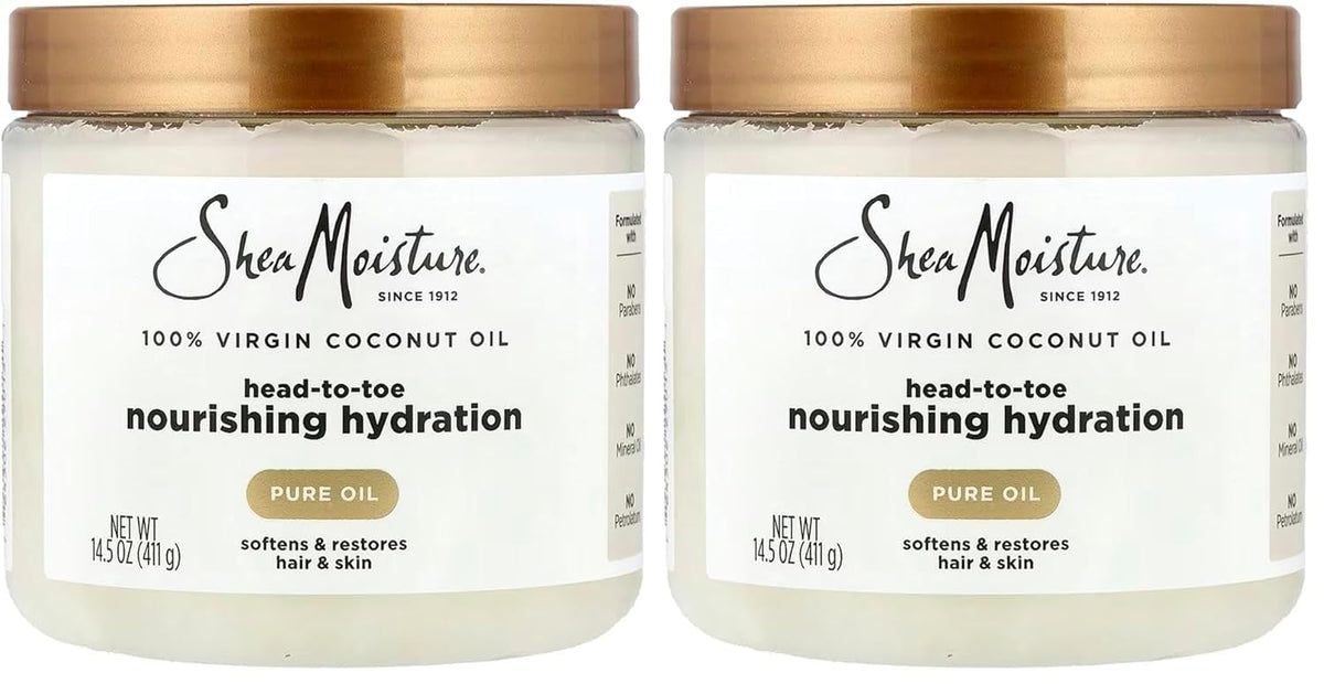 SheaMoisture for Dry Skin Nourishing Hydration 100% Extra Virgin Coconut Oil Soften and Restore Skin and Hair 14.5 oz,(Pack of 2)