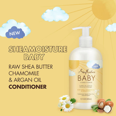 SheaMoisture Baby Conditioner for Curly Hair Raw Shea,Chamomile and Argan Oil Moisturizes and Helps Detangle Delicate Curls-and Coils 13 oz,(Pack of 2)