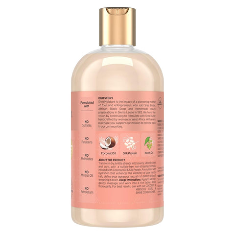 Shea Moisture Curl and Shine Coconut Shampoo Coconut & Hibiscus for Curly Hair Paraben Free Shampoo 13 oz (Pack of 4)
