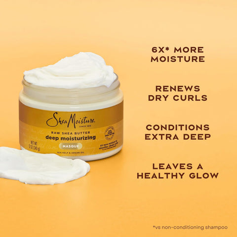 SheaMoisture Raw Shea Butter Deep Moisturizing Hair Masque for Curly Hair Raw Shea Butter Deep Conditioner to Moisturize and Renew-Hair 11.5 oz,(Pack of 2)