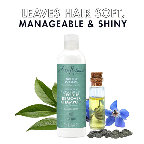 SheaMoisture Residue Remover Shampoo for Synthetic and Natural Hair, Tea Tree and Borage Seed, Sulfate Free Clarifying Shampoo, 13 Ounce