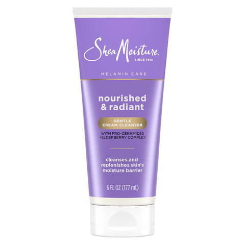 SheaMoisture Melanin Care Gentle Cream Cleanser Nourished & Radiant for Cleansing & Replenishing Skin's Moisture Barrier, with Pro-Ceramides +Elderberry Complex, 6 oz