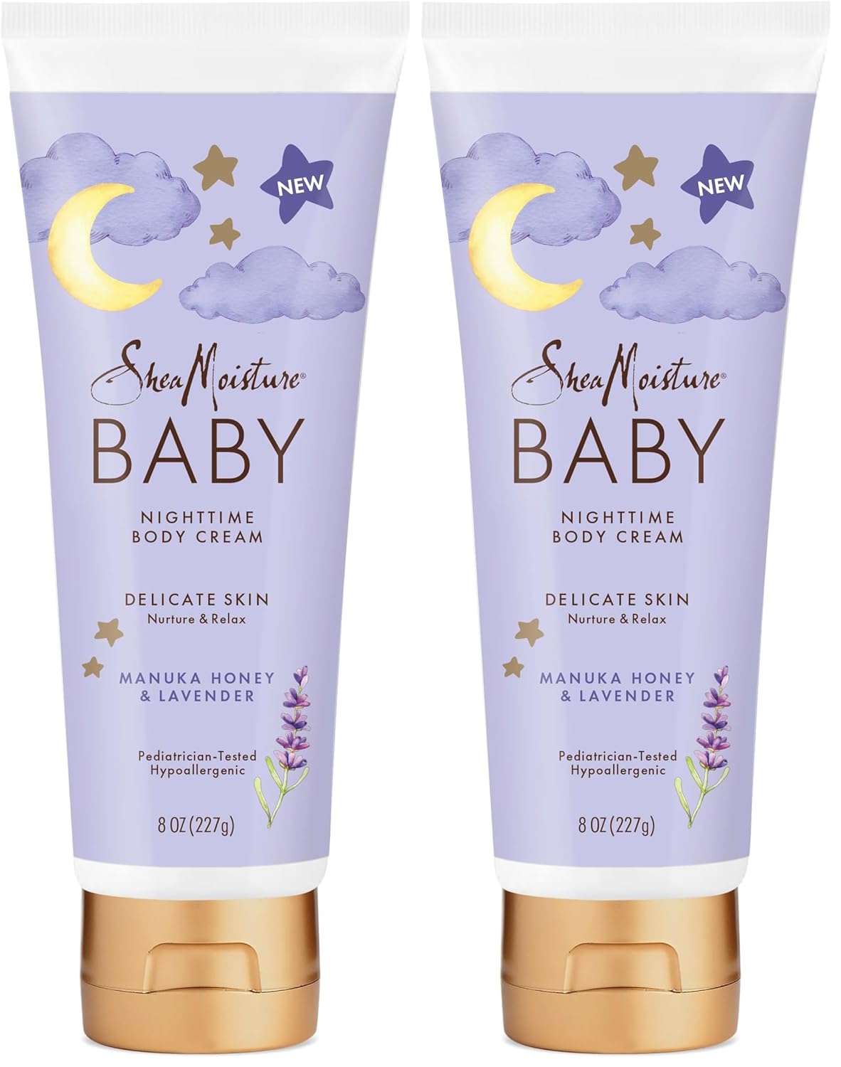 SheaMoisture Baby Moisturizer Manuka Honey & Lavender for Delicate Hair and Skin Nighttime Hair and Skin Care Regimen 8 oz,(Pack of 2)
