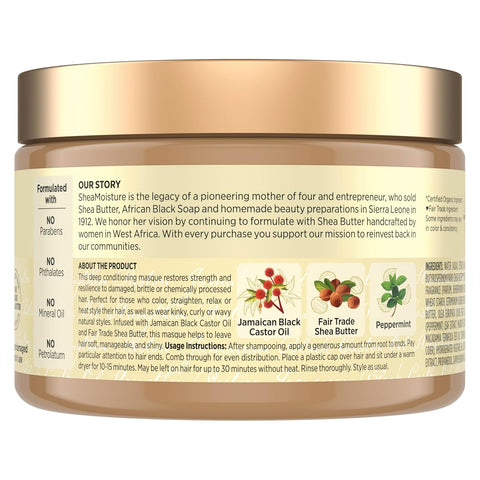 SheaMoisture Jamaican Black Castor Oil Treatment Masque Jamaican Black Castor Oil For Dry Hair Paraben Free Hair Mask 11.5 oz