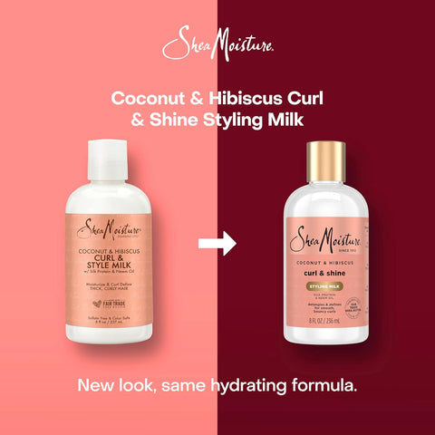 Shea Moisture Curl & Style Milk Coconut & Hibiscus with Silk Protein & Neem Oil for Thick, Defined, Curly Hair Fair Trade, Sulfate-Free 8 oz (Pack of 12)