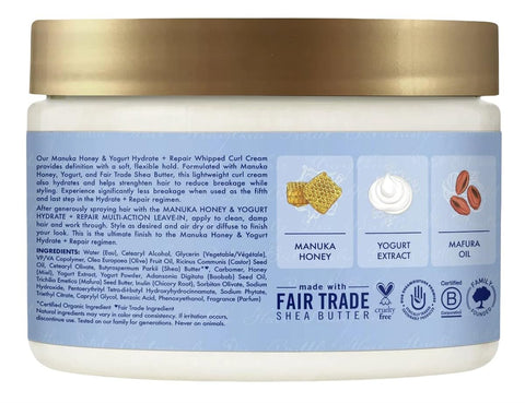 SheaMoisture Hydrate and Repair Moisturizing Curl Cream for Curly Hair Manuka Honey and Yogurt Sulfate Free Curly Hair Cream 11.5 oz