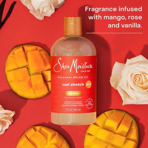 SheaMoisture Curl Stretch Shampoo Kalahari Melon Oil Infused with Hyaluronic Serum, Cleanses and Hydrates for Strong and Soft Curls, for Type 4 Hair 13 Fl Oz