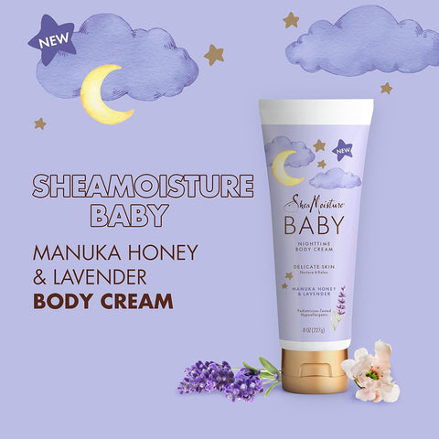 SheaMoisture Baby Moisturizer Manuka Honey & Lavender for Delicate Hair and Skin Nighttime Hair and Skin Care Regimen 8 oz,(Pack of 2)