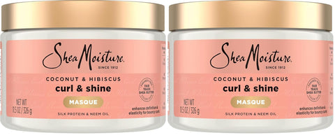 SheaMoisture Hair Mask Coconut & Hibiscus for Dry Curls Hair Mask with Shea Butter 11.5 oz, (Pack of 2)