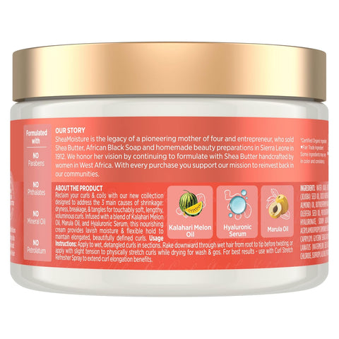 SheaMoisture Curl Stretch Multi-tasking Volume Cream Kalahari Melon Oil and a Tropical Vacation Scent With Hydrating Hyaluronic Serum, Defines Type 4 Curls For Days 11 Fl Oz, (Pack of 2)