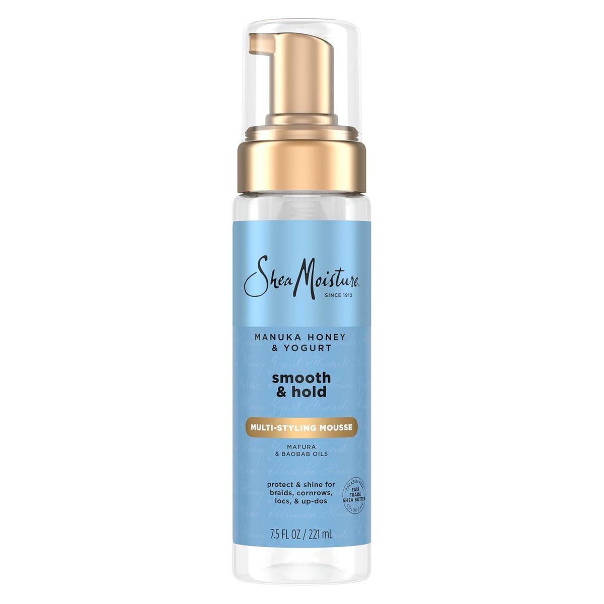 SheaMoisture Manuka Honey & Yogurt Smooth & Hold Multi-Styling Hair Mousse for Nourishment 7.5 fl oz | Smooth, Multi-Styling, Nourishment