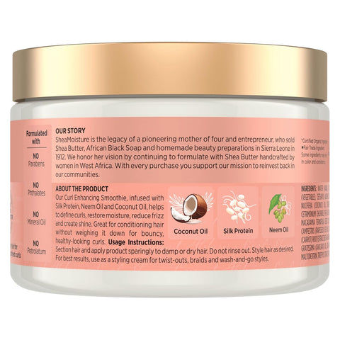 Shea Moisture Smoothie Curl Enhancing Cream Coconut and Hibiscus for Thick, Curly Hair Sulfate Free and Paraben Free 12 oz (Pack of 12)