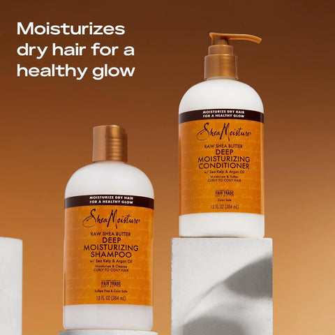 SheaMoisture Moisture Retention Shampoo for Dry, Damaged or Transitioning Hair Raw Shea Butter Shampoo to Hydrate Hair, 13 Fl Oz (Pack of 2)