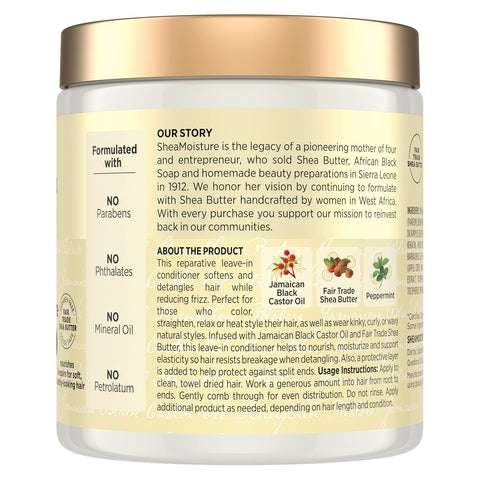 SheaMoisture Leave In Conditioner, Jamaican Black Castor Oil to Soften, Detangle & Reduce Breakage, 20 oz