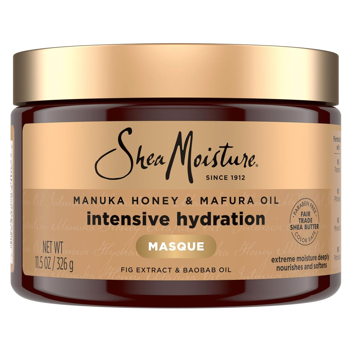 Shea Moisture Intensive Hydration Hair Masque Manuka Honey & Mafura Oil For Dry, Damaged Hair Deep Conditioning Hair Treatment 11.5 oz (Pack of 12)