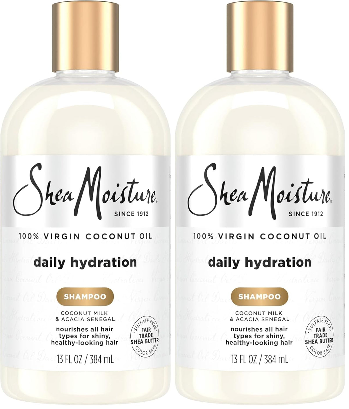 SheaMoisture Shampoo, 13 oz, All Hair Types | Daily Hydration | Virgin Coconut Oil | Sulfate-Free | Pack of 2