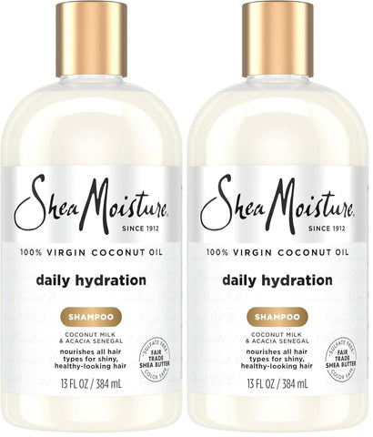 SheaMoisture Shampoo, 13 oz, All Hair Types | Daily Hydration | Virgin Coconut Oil | Sulfate-Free | Pack of 2