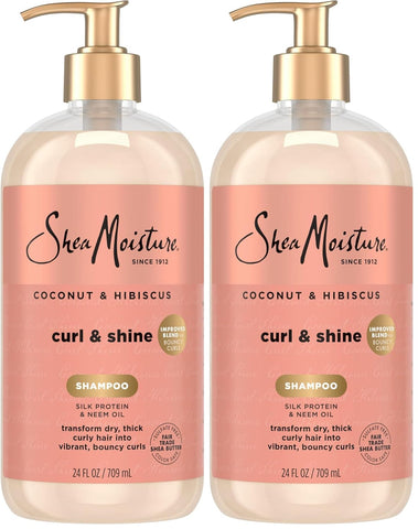 SheaMoisture Shampoo Coconut and Hibiscus,for Thick,Curly Hair,to Cleanse & Hydrate,24 oz,(Pack of 2)