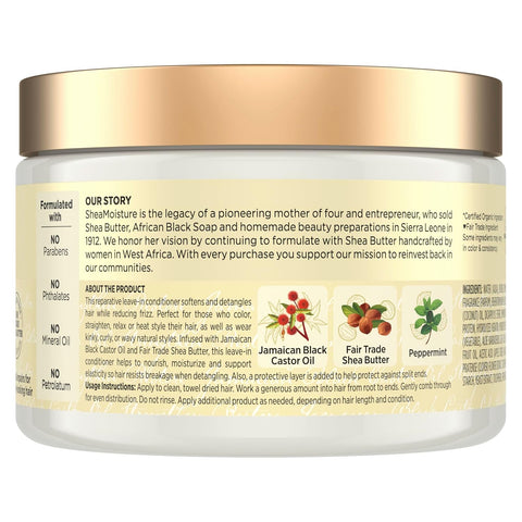SheaMoisture Jamaican Black Castor Oil Leave In Conditioner 100% Pure Jamaican Black Castor Oil For Damaged Hair to Soften and Detangle Hair 11.5 oz